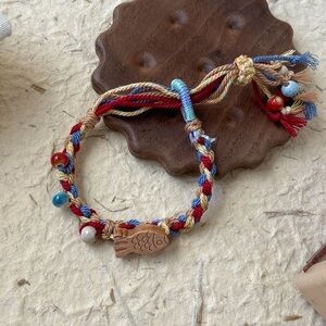 Colorful Braided Bracelet with Fish Charm